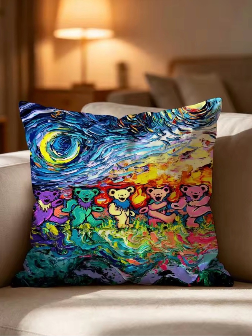 Grateful Dead Cushion Cover Short Plush Dust proof Sofa Pillow Case Home Decor
